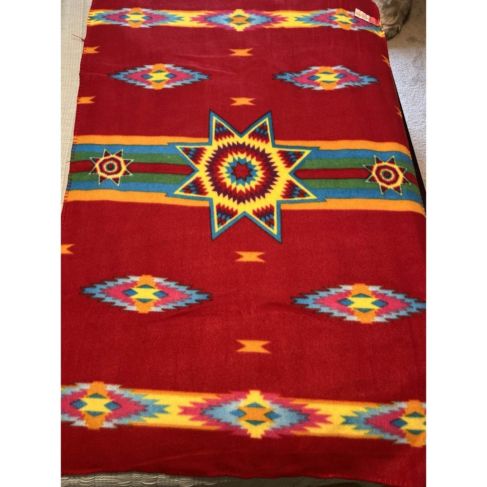 Lot Of 3 St Labre Indian School Southwest Throw Fleece Blanket Small Med Aztec